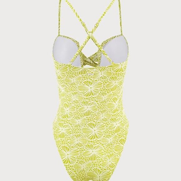 Yellow Floral Twist-Front One-Piece Swimsuit - Women - Picture 2 of 2